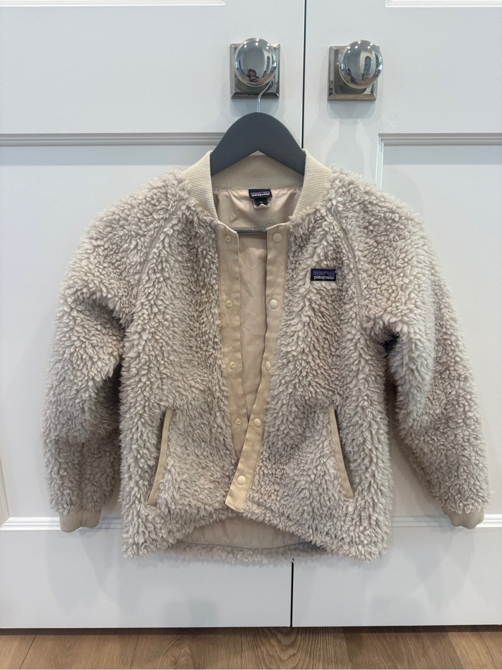 Patagonia Kids Cream Sherpa Snap-Front Jacket